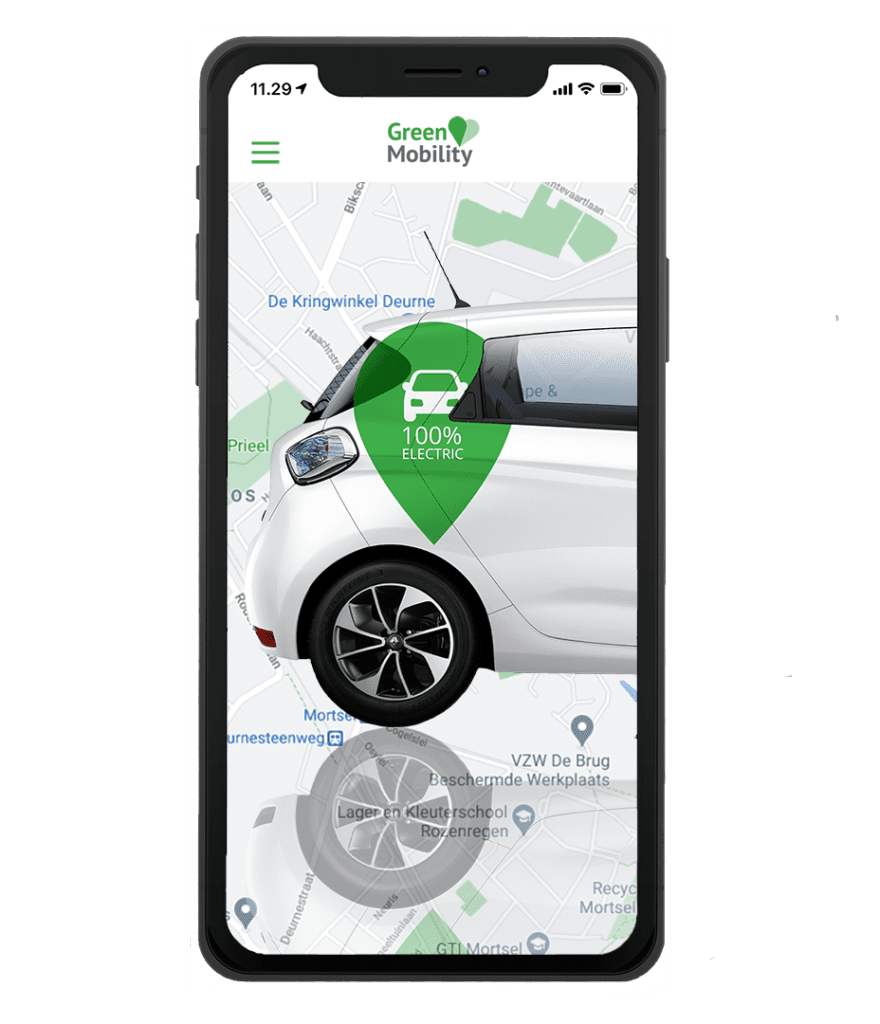 Download de app en start met elektrisch autodelen bij GreenMobility