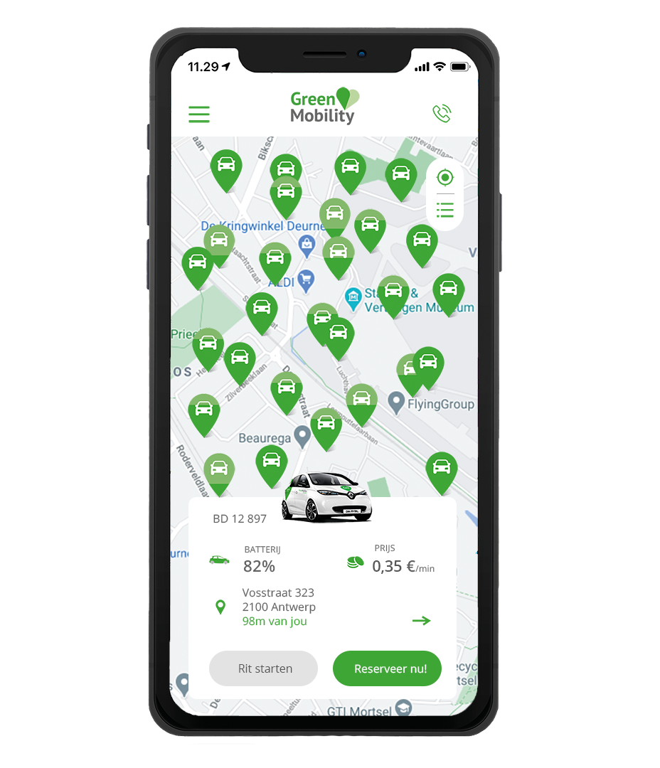 200 elektrische deelauto's ter beschikking in de app