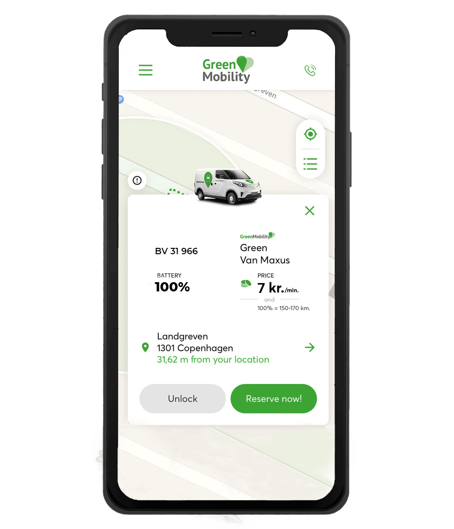 GreenMobility Electric car sharing and appbased car rental near you