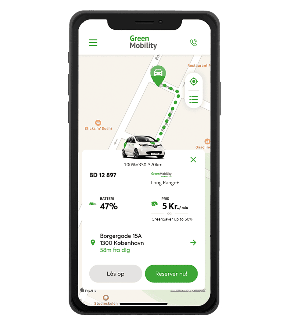 GreenMobility Electric car sharing and appbased car rental near you
