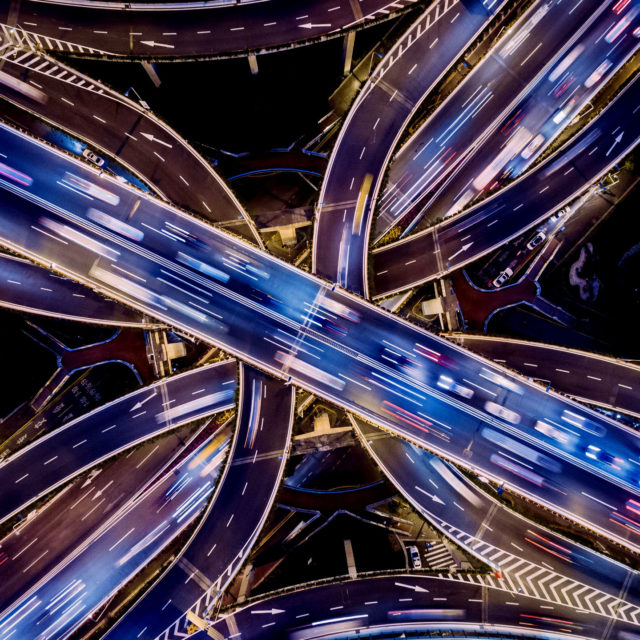 Aerial view of Shanghai Highway at Night